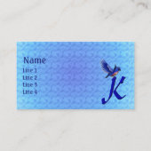 Carte De Visite Monogramme Initial K Élégant Oiseau Bleu (Devant)