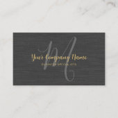 Carte De Visite Monogramme Initial Lin Imprimé Luxe Or (Devant)