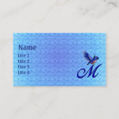 Carte De Visite Monogramme Initial M Élégant Bluebird (Devant)