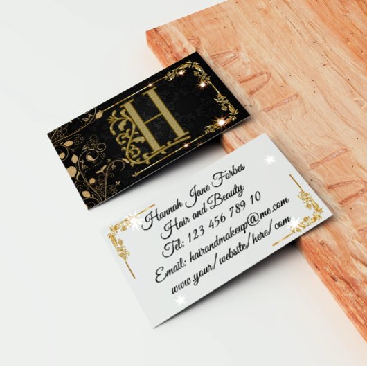 Carte De Visite Monogramme Initial Moderne Élégant Professionnel