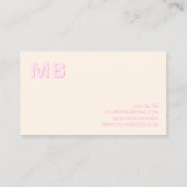 Carte De Visite Monogramme initial moderne simple (Dos)