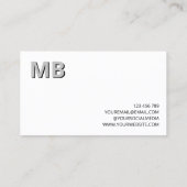 Carte De Visite Monogramme initial moderne simple (Dos)