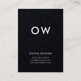 Carte De Visite Monogramme Initial Noir Minimaliste Moderne