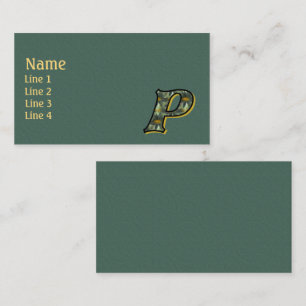 Carte De Visite Monogramme Initial P Art Floral Marguerites