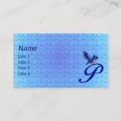 Carte De Visite Monogramme Initial P Élégant Bluebird (Devant)