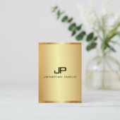 Carte De Visite Monogramme initial personnalisé Élégant Faux Gold (Debout devant)