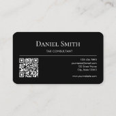 Carte De Visite Monogramme Initial Professionnel Code QR Noir Simp (Dos)