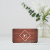 Carte De Visite Monogramme Initial Texturé Métal Rouille Rustique (Debout devant)
