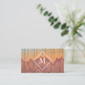 Carte De Visite Monogramme Initial Texture Métallique Rouille Marr (Debout devant)