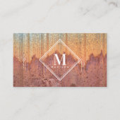 Carte De Visite Monogramme Initial Texture Métallique Rouille Marr (Devant)