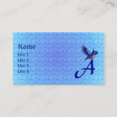 Carte De Visite Monogramme Initiale A Élégant Bluebird (Devant)