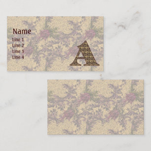 Carte De Visite Monogramme Initiale A Élégant Floral Vintage