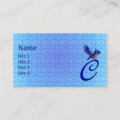 Carte De Visite Monogramme Initiale C Élégant Oiseau Bleu (Devant)