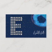 Carte De Visite Monogramme initiale E lettre en agate bleue diaman (Devant)