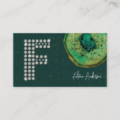 Carte De Visite Monogramme initiale F lettre Agate Emeraude Diaman (Devant)