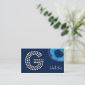 Carte De Visite Monogramme initiale G lettre agate bleue diamant c (Debout devant)