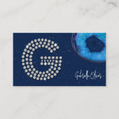 Carte De Visite Monogramme initiale G lettre agate bleue diamant c (Devant)