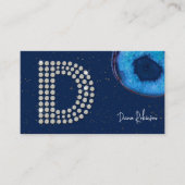 Carte De Visite Monogramme initiale lettre D en agate bleue diaman (Devant)