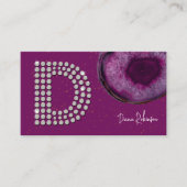 Carte De Visite Monogramme initiale lettre D en agate prune diaman (Devant)