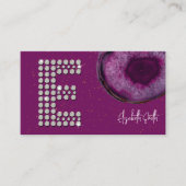 Carte De Visite Monogramme initiale lettre E en agate prune diaman (Devant)