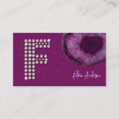 Carte De Visite Monogramme initiale lettre F en agate prune diaman (Devant)