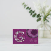 Carte De Visite Monogramme initiale lettre G en agate prune diaman (Debout devant)