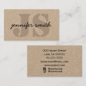 Carte De Visite Monogramme Initiales Brown Rustique Avec Les Média (Devant / Derrière)