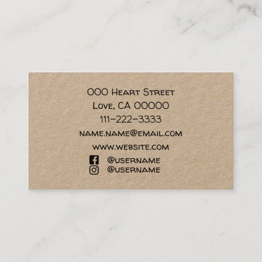 Carte De Visite Monogramme Initiales Brown Rustique Avec Les Média (Dos)