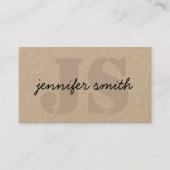 Carte De Visite Monogramme Initiales Brown Rustique Avec Les Média (Devant)