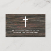 Carte De Visite Monogramme Initiales Métal & Bois & Croix Blanche (Dos)