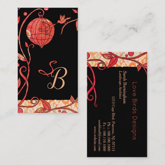 Carte De Visite Monogramme Inséparable moderne (Devant / Derrière)