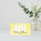 Carte De Visite Monogramme jaune aquarelle moderne (Debout devant)
