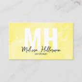 Carte De Visite Monogramme jaune aquarelle moderne (Devant)