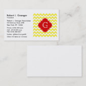 Carte De Visite Monogramme jaune blanc Chevron rouge Quatrefoil (Devant / Derrière)