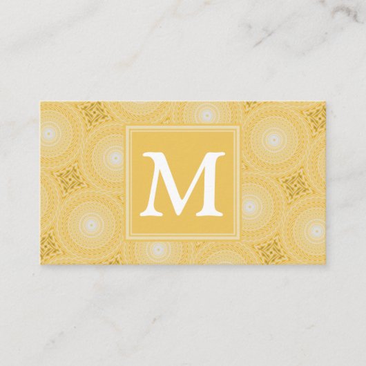 Carte De Visite Monogramme jaune cercles motif (Devant)