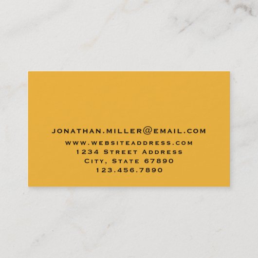 Carte De Visite Monogramme jaune moutarde moderne (Dos)