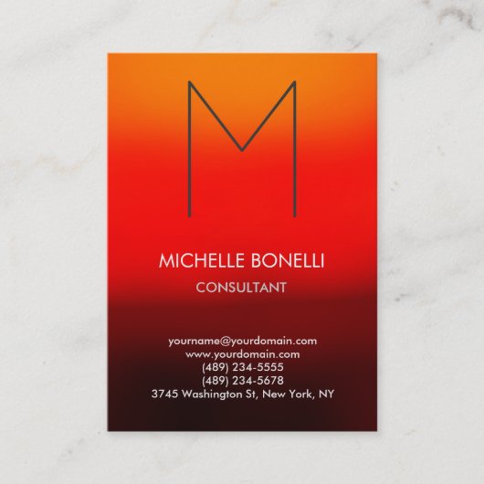 Carte de visite monogramme jaune rouge moderne (Devant)