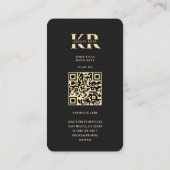 Carte De Visite Monogramme K Floral Black Gold (Dos)