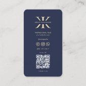Carte De Visite Monogramme K Logo Professionnel bleu foncé (Dos)