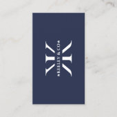 Carte De Visite Monogramme K Moderne Logo Professionnel Bleu Charb (Devant)