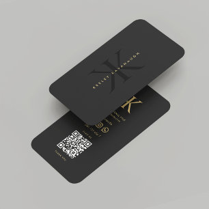 Carte De Visite Monogramme K Noir Professionnel