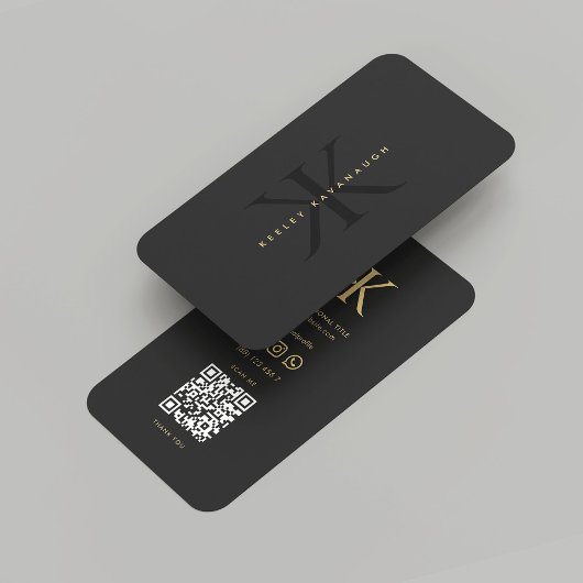 Carte De Visite Monogramme K Noir Professionnel