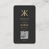 Carte De Visite Monogramme K Noir Professionnel (Dos)