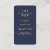 Carte De Visite Monogramme K Professionnel Dark Navy bleu (Dos)