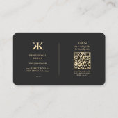 Carte De Visite Monogramme K Professionnel Noir (Dos)