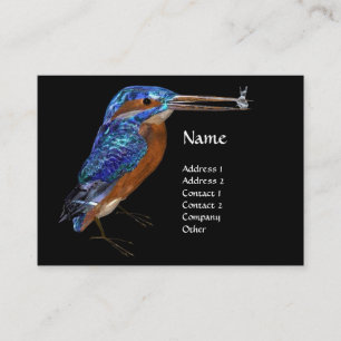 Carte De Visite MONOGRAMME KINGFISHER, Bleu électrique, Noir