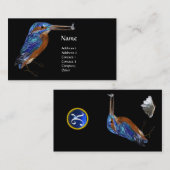 Carte De Visite MONOGRAMME KINGFISHER, Bleu électrique, Noir (Devant / Derrière)
