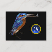 Carte De Visite MONOGRAMME KINGFISHER, Bleu électrique, Noir (Dos)