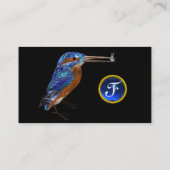 Carte De Visite MONOGRAMME KINGFISHER, Bleu électrique, Noir (Dos)