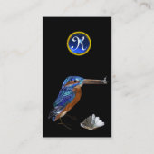 Carte De Visite MONOGRAMME KINGFISHER, Bleu électrique, Noir (Dos)